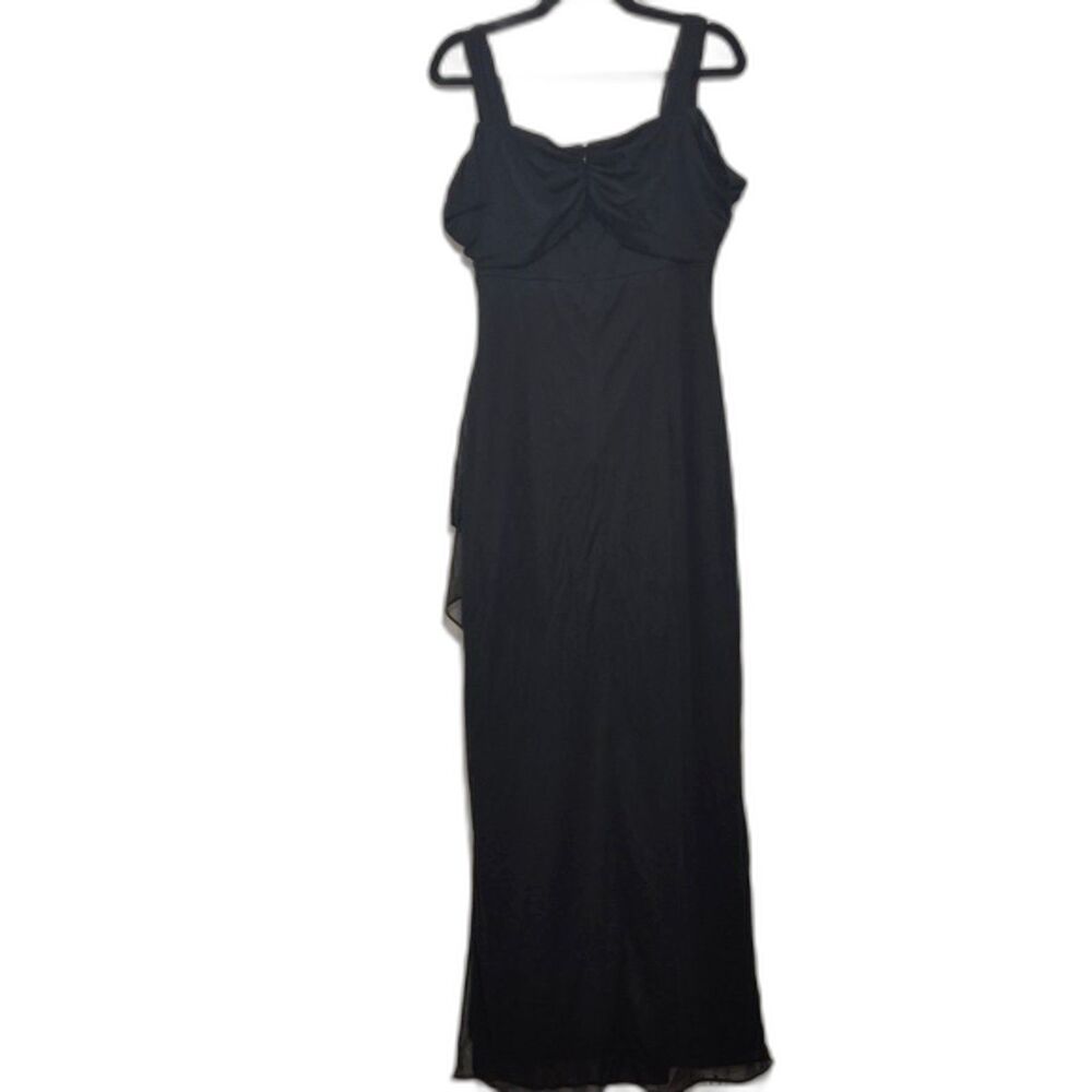 Alex Evenings Black Formal Maxi Dress Gown 12 Sheer Mesh Overlay Whimsical - Picture 10 of 11